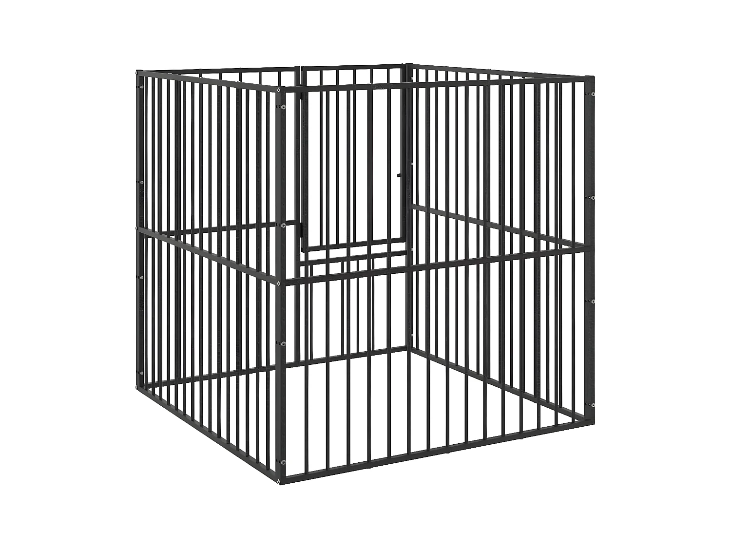 Parc pour chien 4 panneaux noir acier galvanisé RG3Q71601