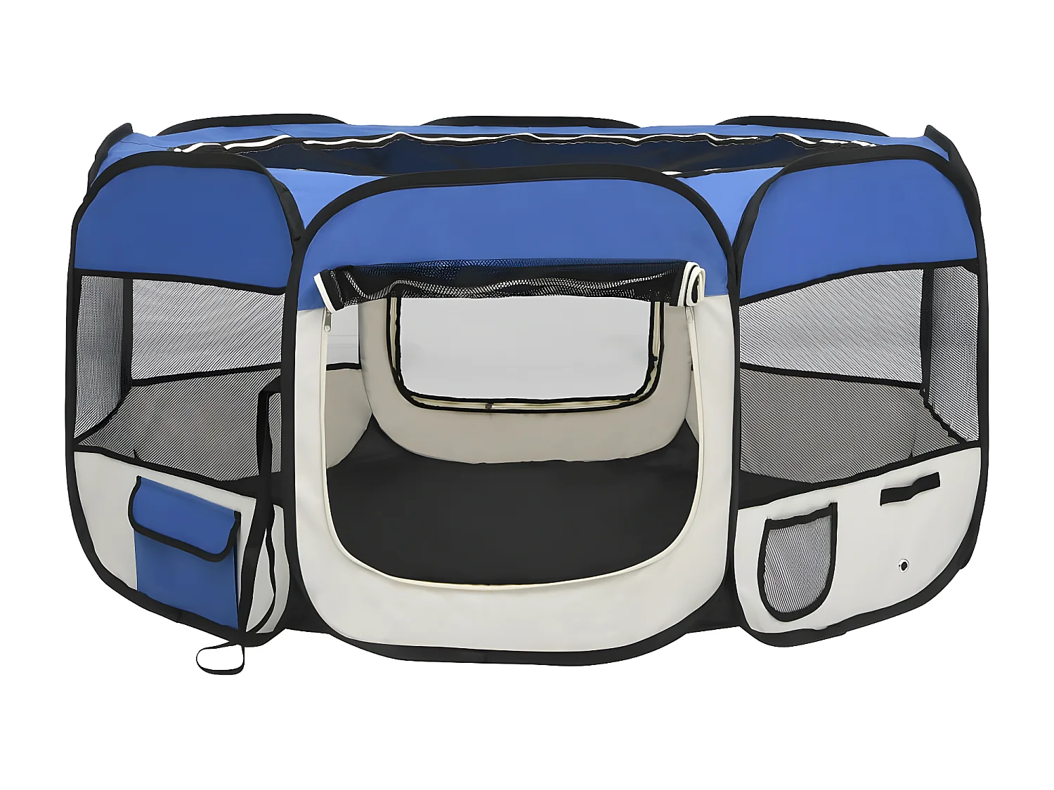 Parc pliable pour chien avec sac de transport Bleu 125x125x61cm RG3Q71252