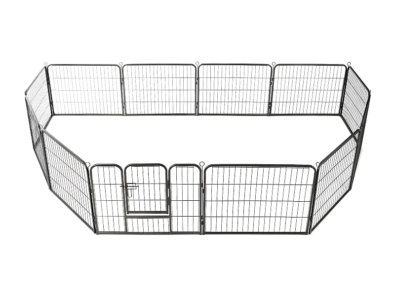 Parque para cães 12 painéis aço 80x60 cm preto PT312860