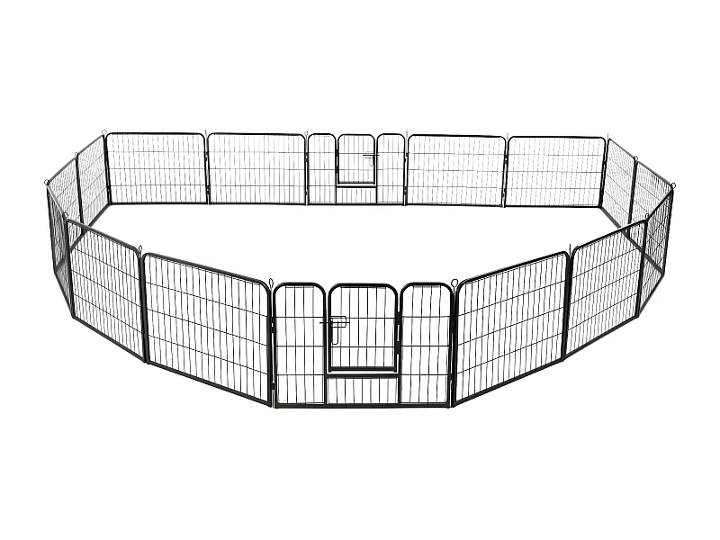 Parque para cães 16 painéis aço 60x80 cm preto PT299764