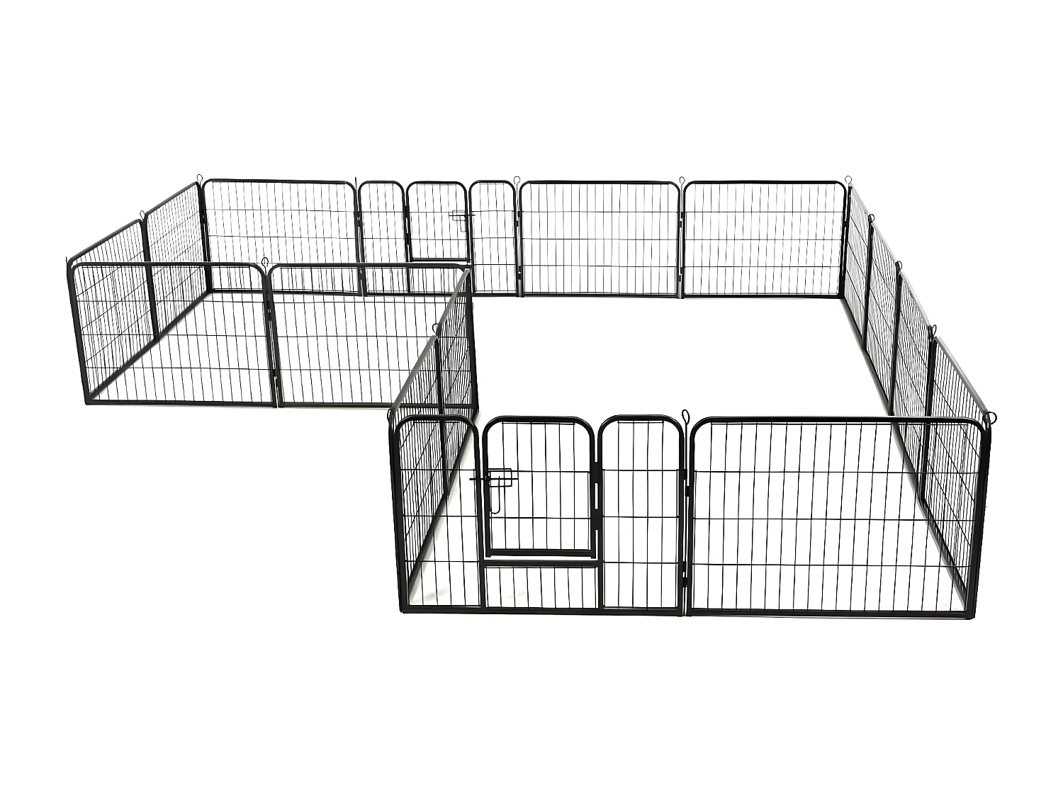 Parque para cães 16 painéis aço 60x80 cm preto PT299764