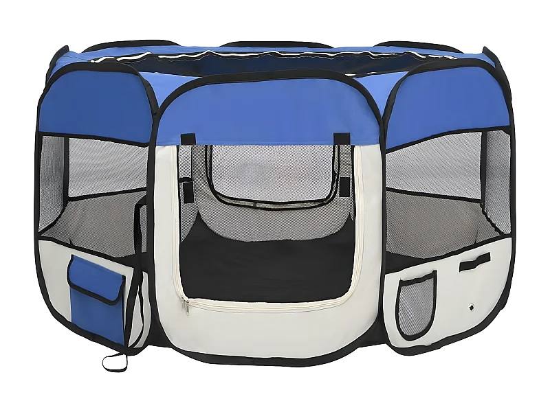 Parc pliable pour chien avec sac de transport Bleu 110x110x58cm RG3Q10686