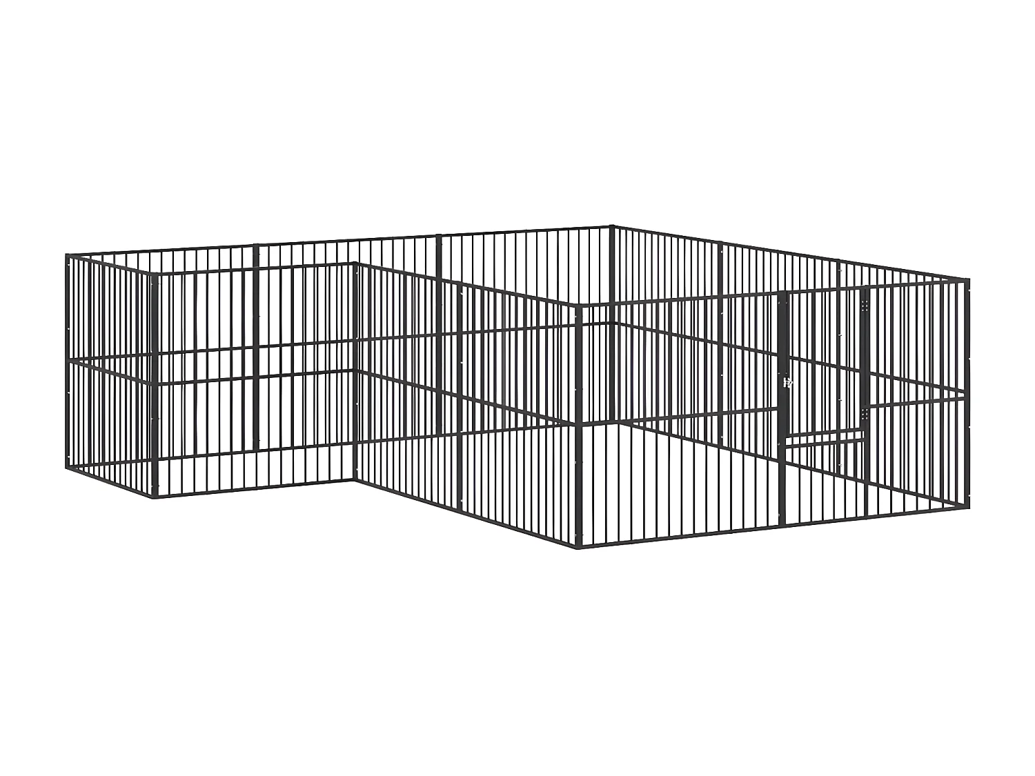 Parque para cães com 12 painéis aço galvanizado preto PT472837