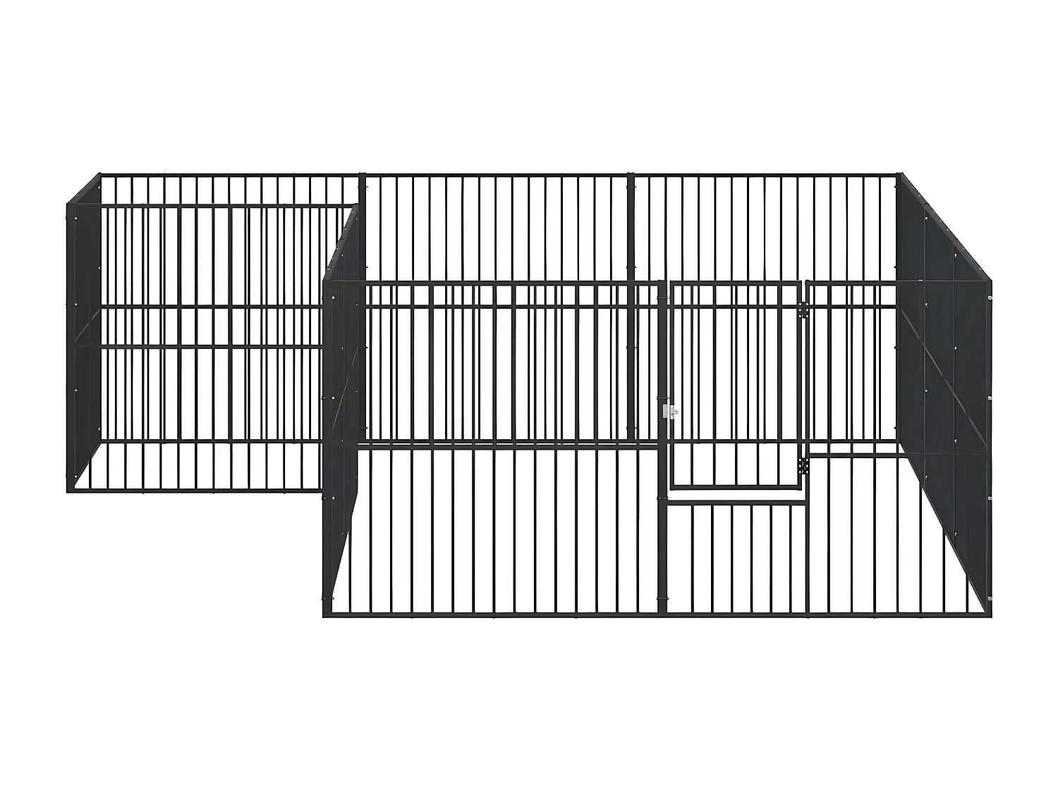 Parque para cães com 12 painéis aço galvanizado preto PT472837