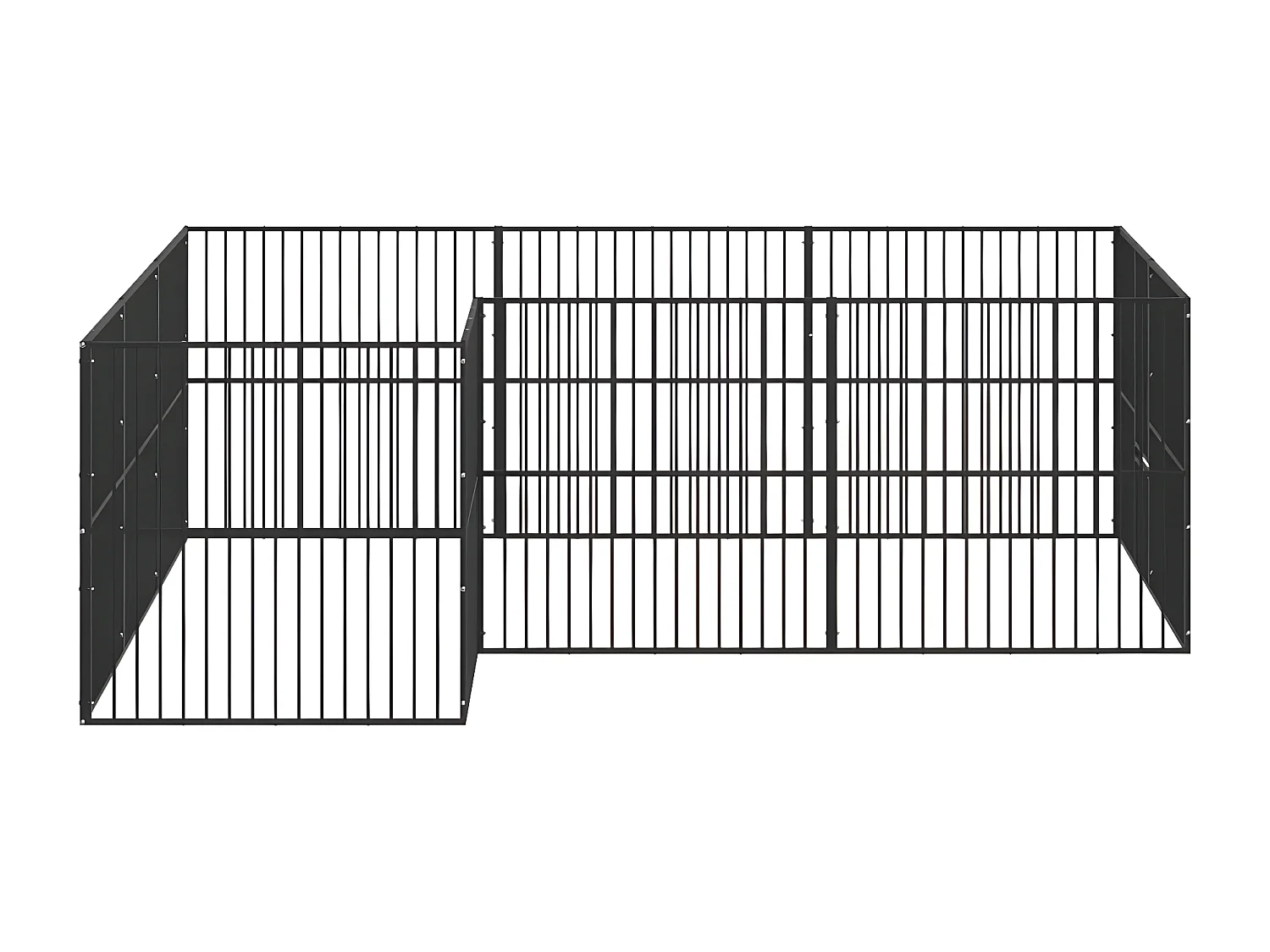 Parque para cães com 12 painéis aço galvanizado preto PT472837