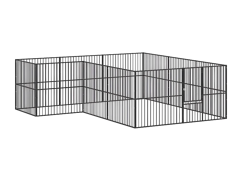 Parc pour chien 12 panneaux noir acier galvanisé RG3Q63816