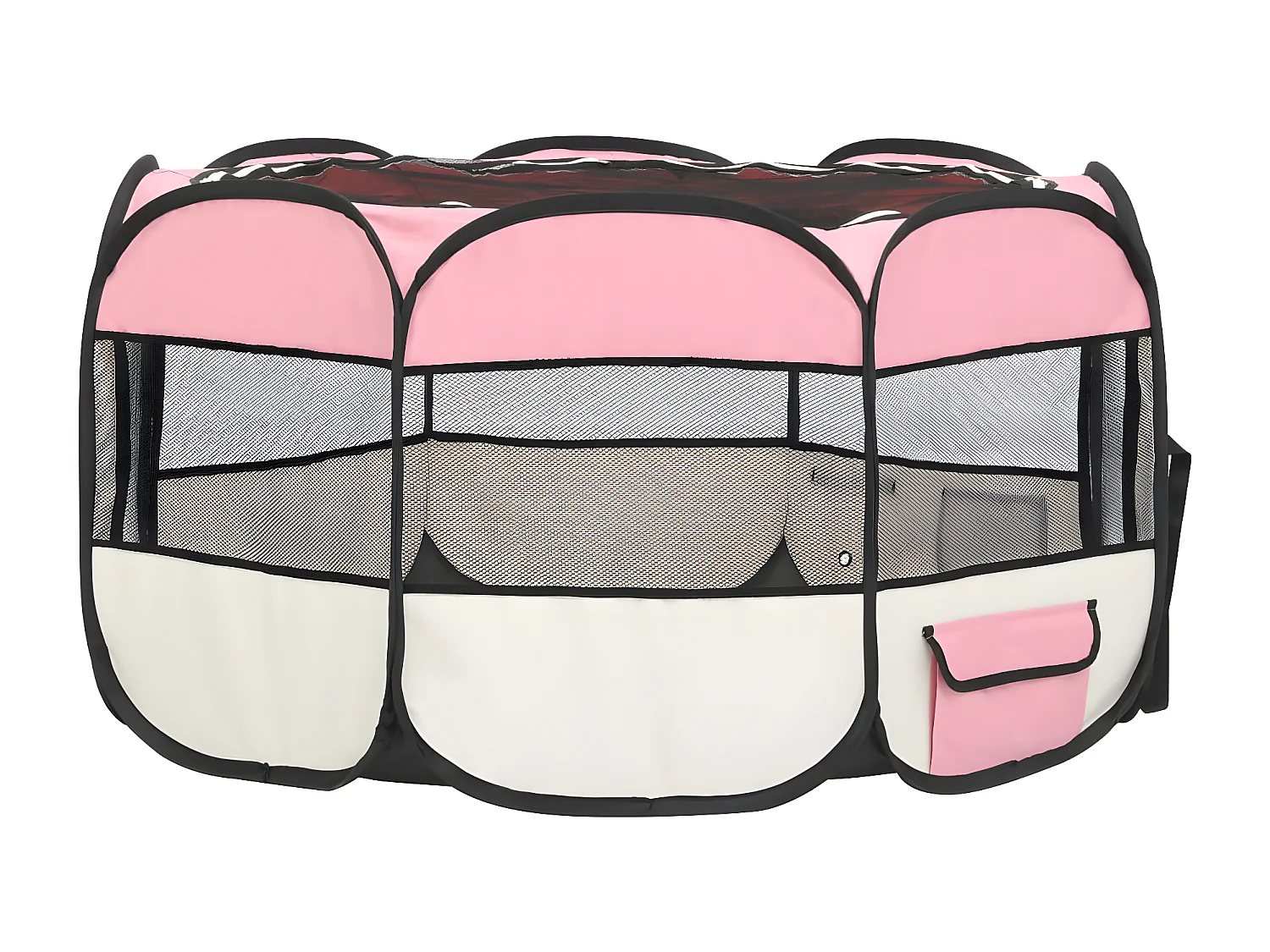 Parque de perros plegable y bolsa transporte rosa 125x125x61cm ES425380