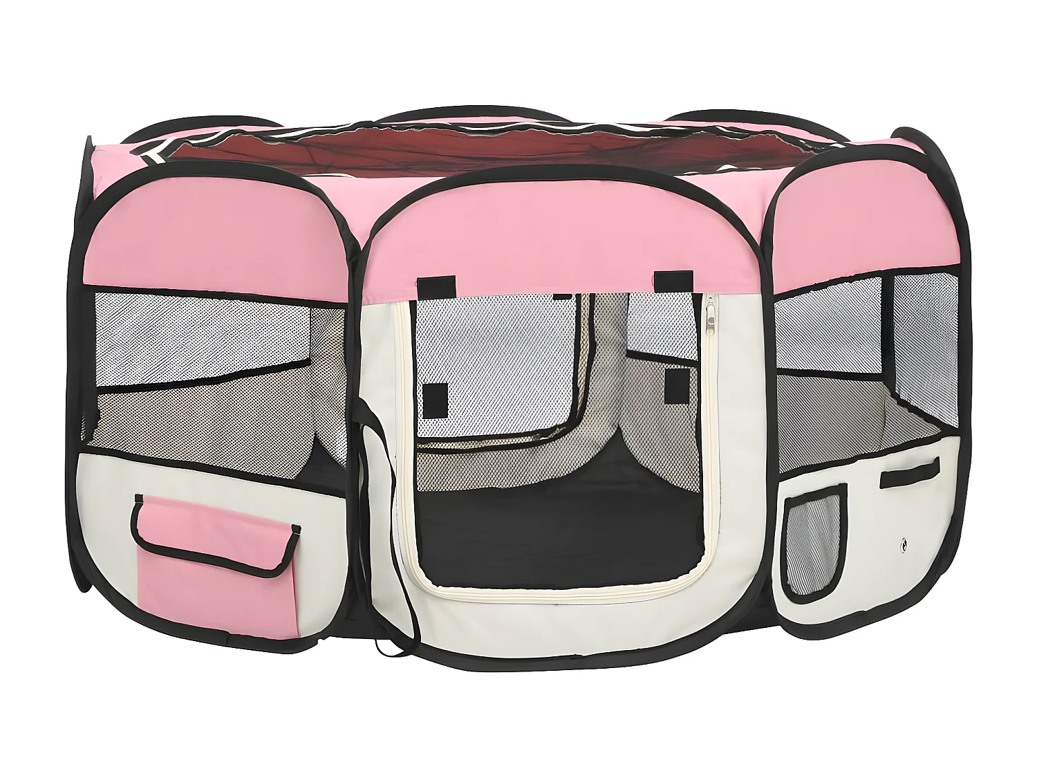 Parc pliable pour chien avec sac de transport Rose 125x125x61cm RG3Q28093