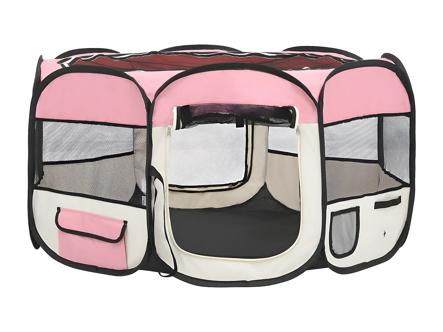 Parc pliable pour chien avec sac de transport Rose 125x125x61cm RG3Q28093