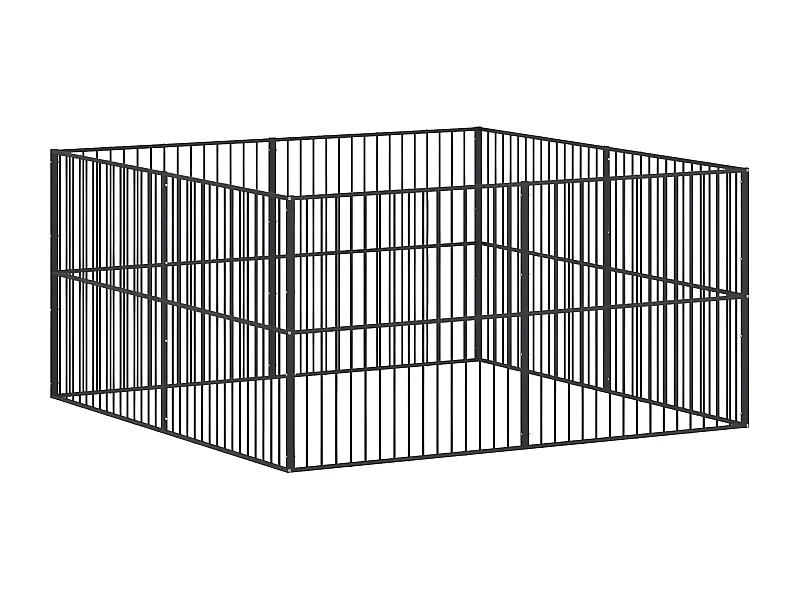 Parque para cães com 8 painéis aço galvanizado preto PT460096