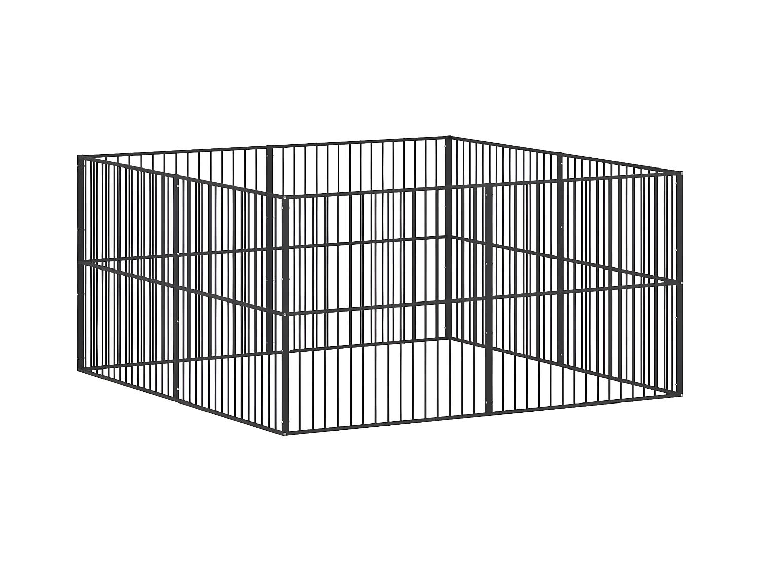 Parc pour chien 8 panneaux noir acier galvanisé RG3Q13337