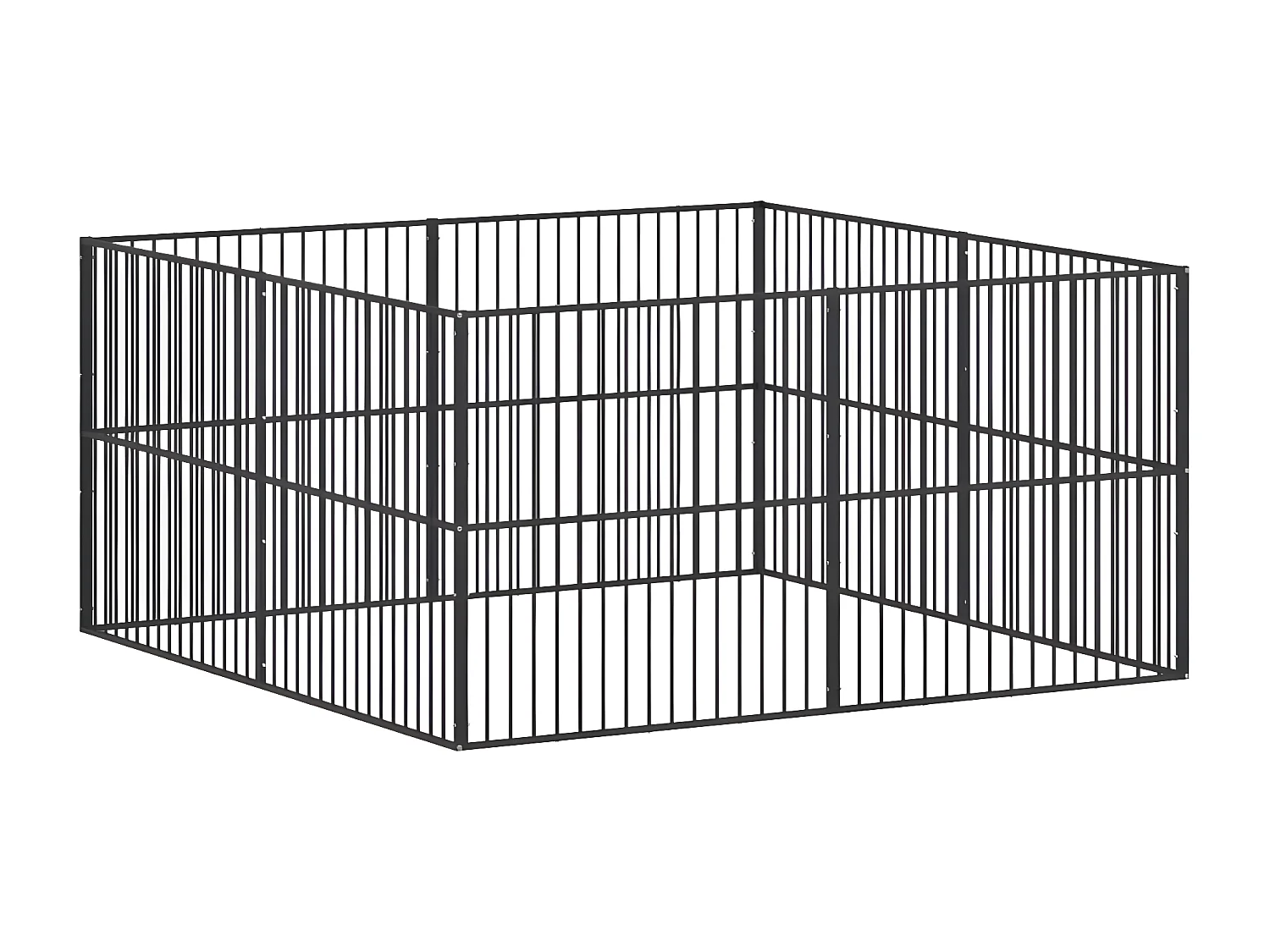Parque para cães com 8 painéis aço galvanizado preto PT460096