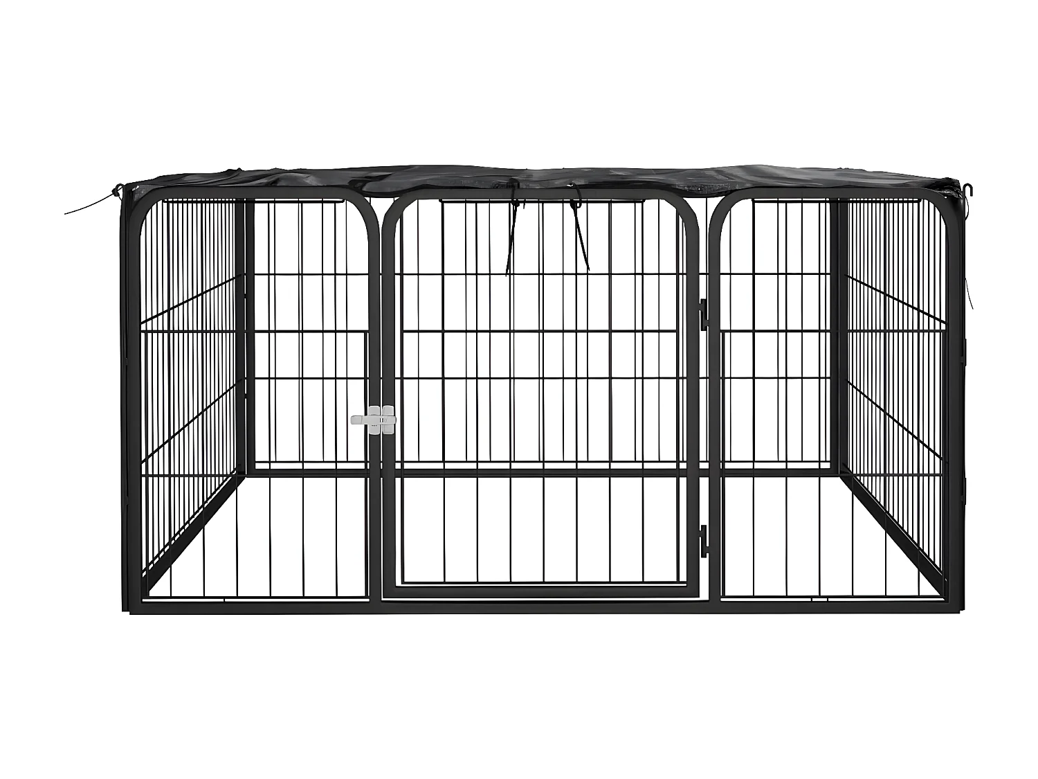 Canil com 4 painéis 100x50 cm aço revestido a pó preto PT389352