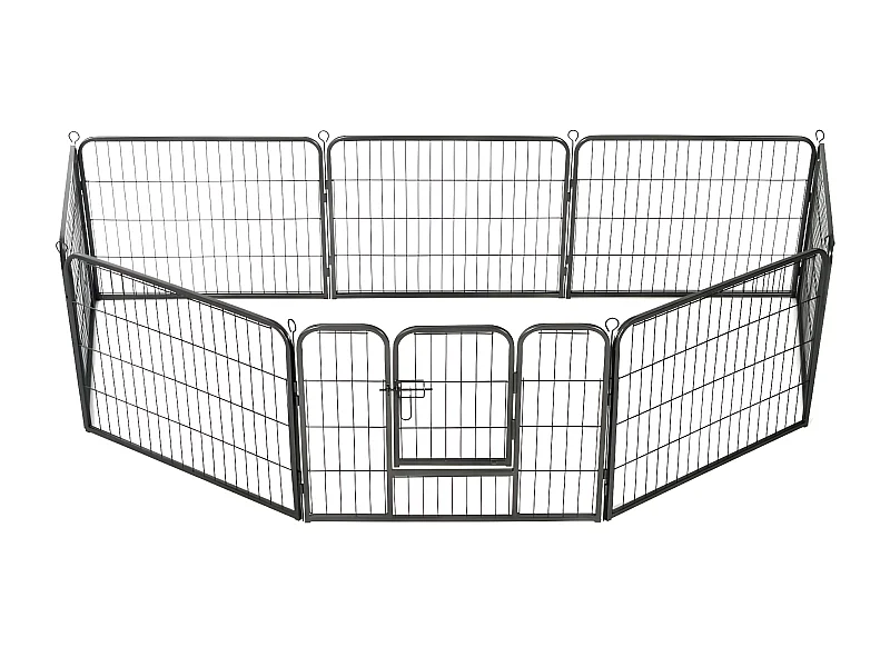 Parque para cães 8 painéis aço 60x80 cm preto PT386493