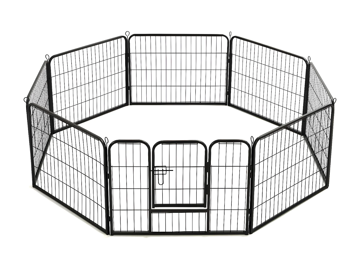 Parque para cães 8 painéis aço 60x80 cm preto PT386493