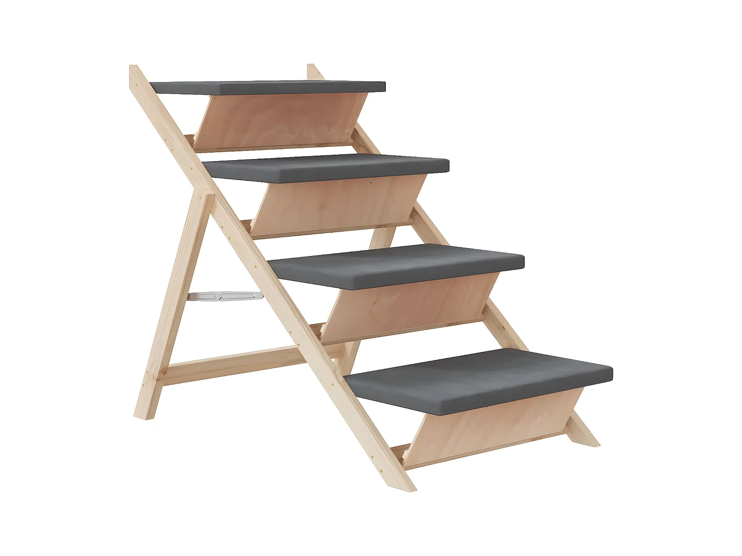 Escalier pour chiens gris 105x47 cm bois de sapin solide RG3Q40261