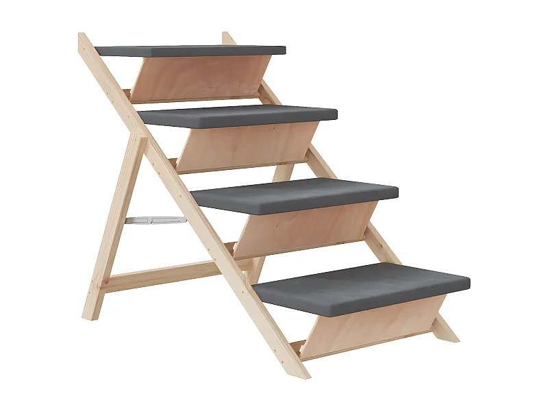 Escalier pour chiens gris 105x47 cm bois de sapin solide RG3Q40261
