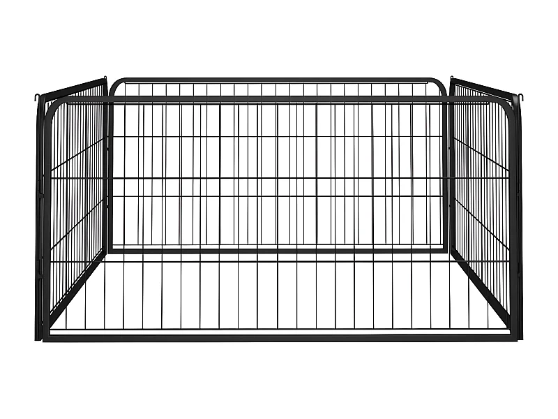 Canil com 4 painéis 100x50 cm aço revestido a pó preto PT596846