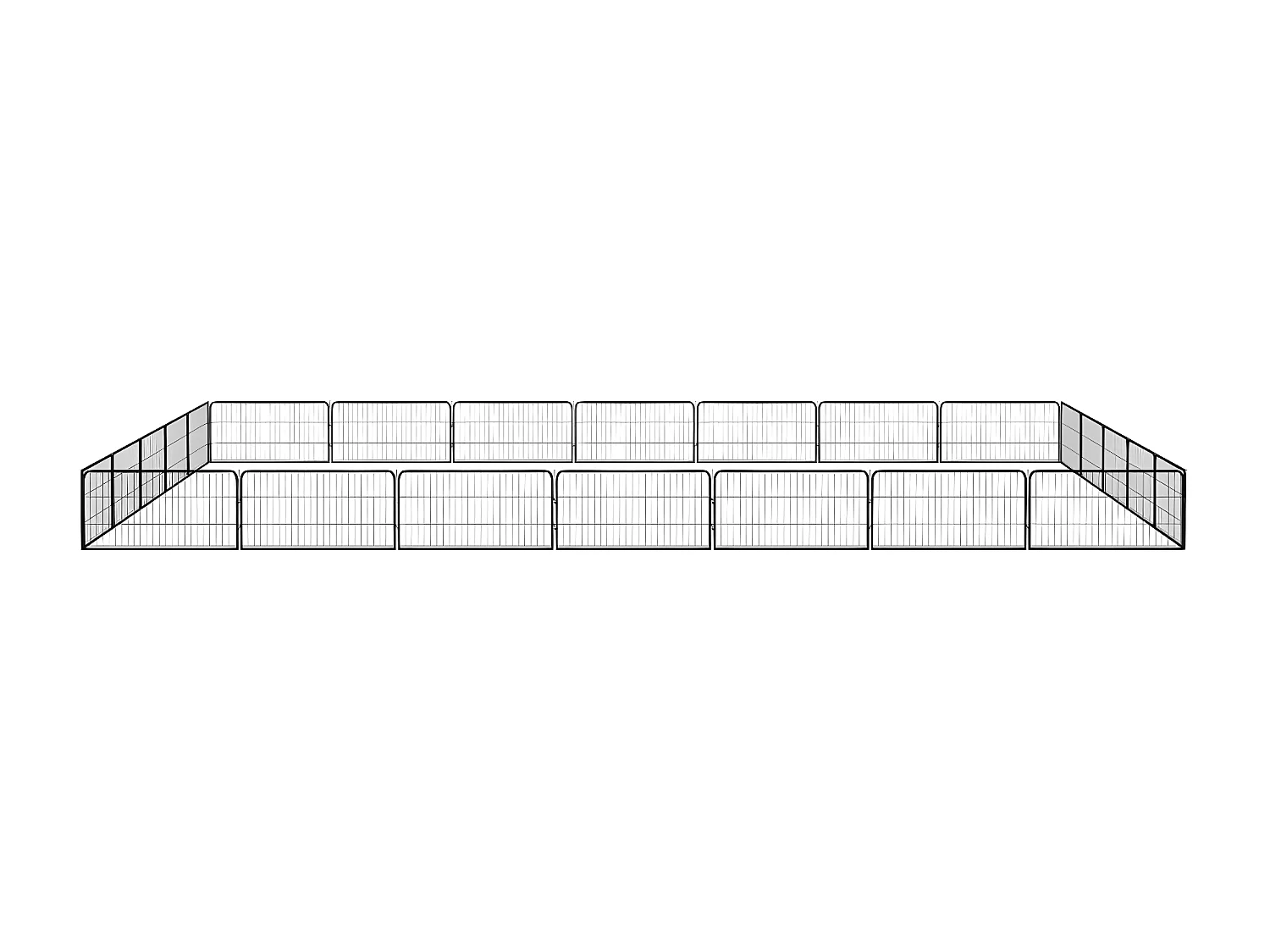 Parque p/ cães c/ 24 painéis 100x50 cm aço revestido a pó preto PT134029