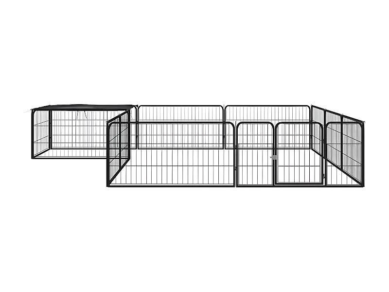 Parque p/ cães c/ 12 painéis 100x50 cm aço revestido a pó preto PT767685