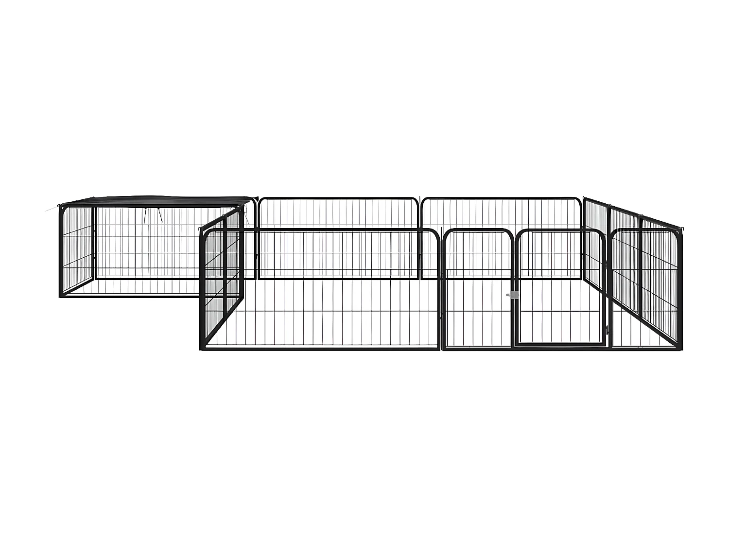 Parque p/ cães c/ 12 painéis 100x50 cm aço revestido a pó preto PT767685