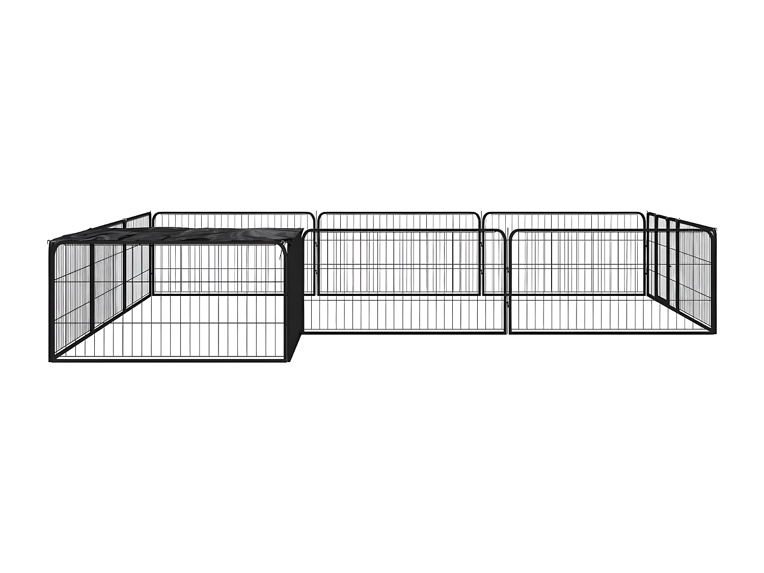 Parque p/ cães c/ 12 painéis 100x50 cm aço revestido a pó preto PT767685