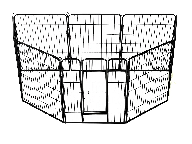 Parque para cães 8 painéis aço 80x100 cm preto PT480503