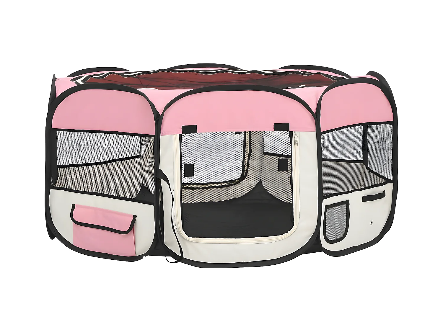 Parc pliable pour chien avec sac de transport Rose 145x145x61cm RG3Q15024
