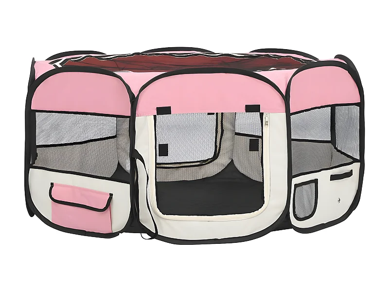 Parc pliable pour chien avec sac de transport Rose 145x145x61cm RG3Q15024