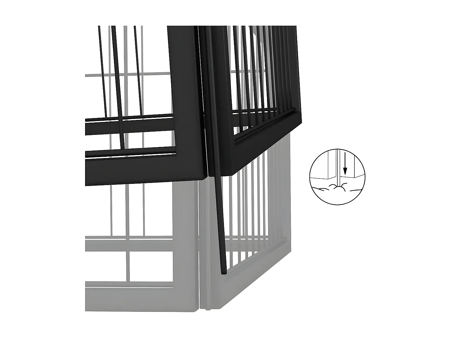 Parque p/ cães c/ 20 painéis 100x50 cm aço revestido a pó preto PT920075