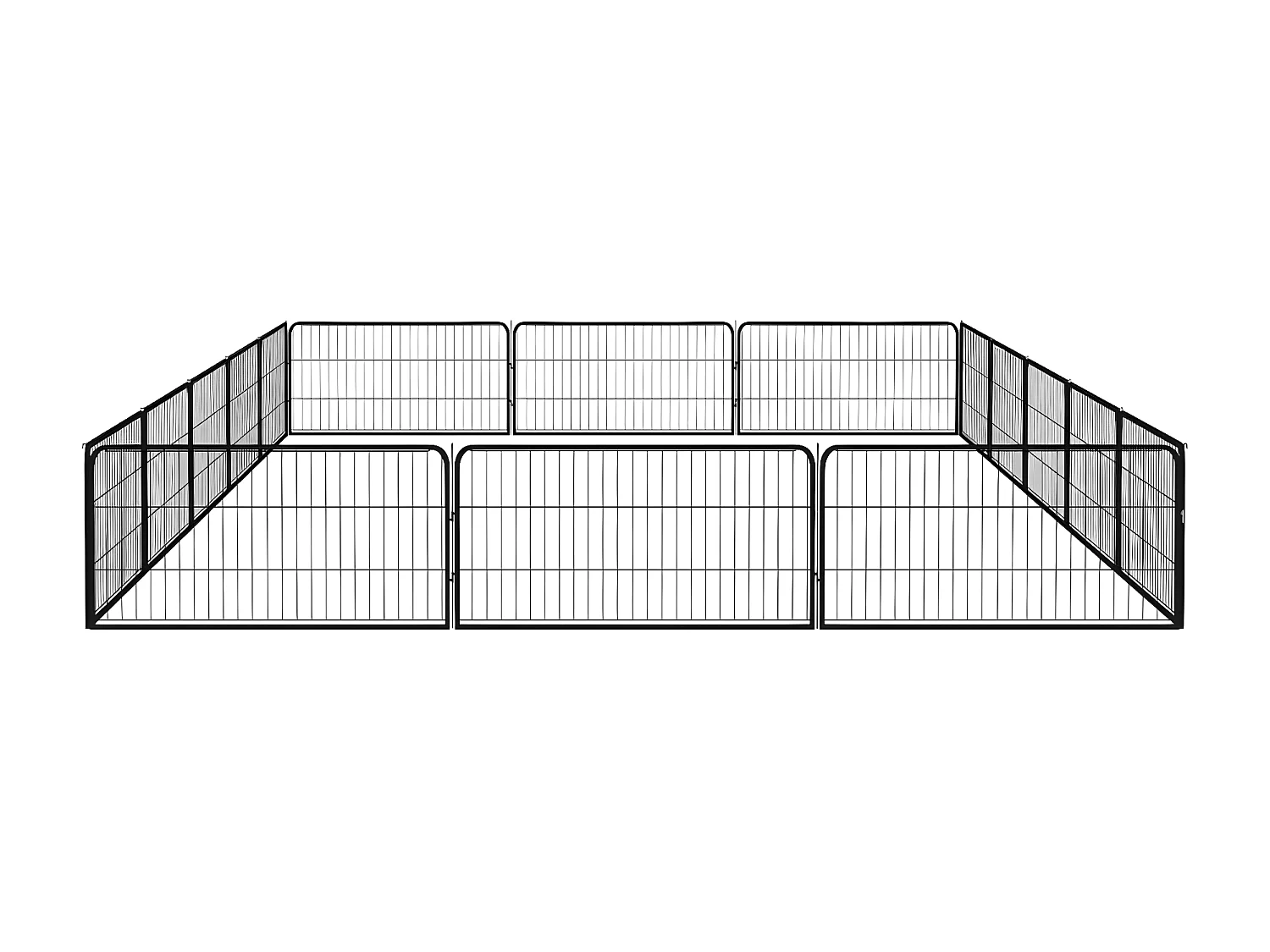 Parque p/ cães c/ 16 painéis 100x50 cm aço revestido a pó preto PT849012