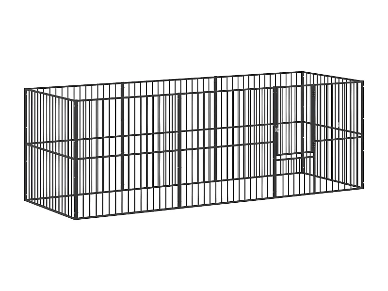 Parque para cães com 8 painéis aço galvanizado preto PT278857