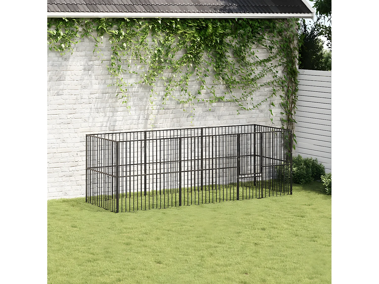 Corralito para perros con 8 paneles acero galvanizado negro ES945098