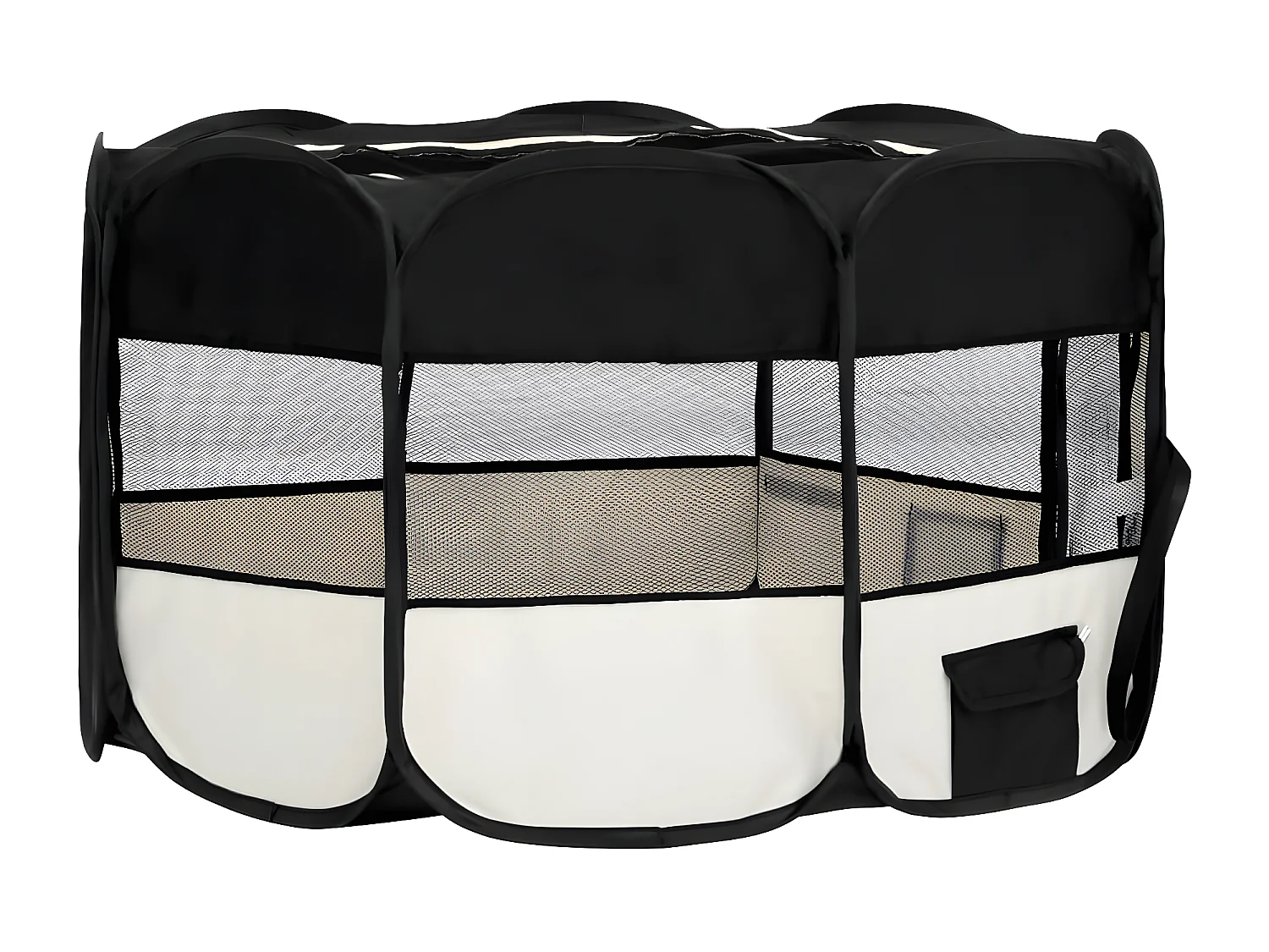 Parque de perros plegable y bolsa transporte negro 145x145x61cm ES101956