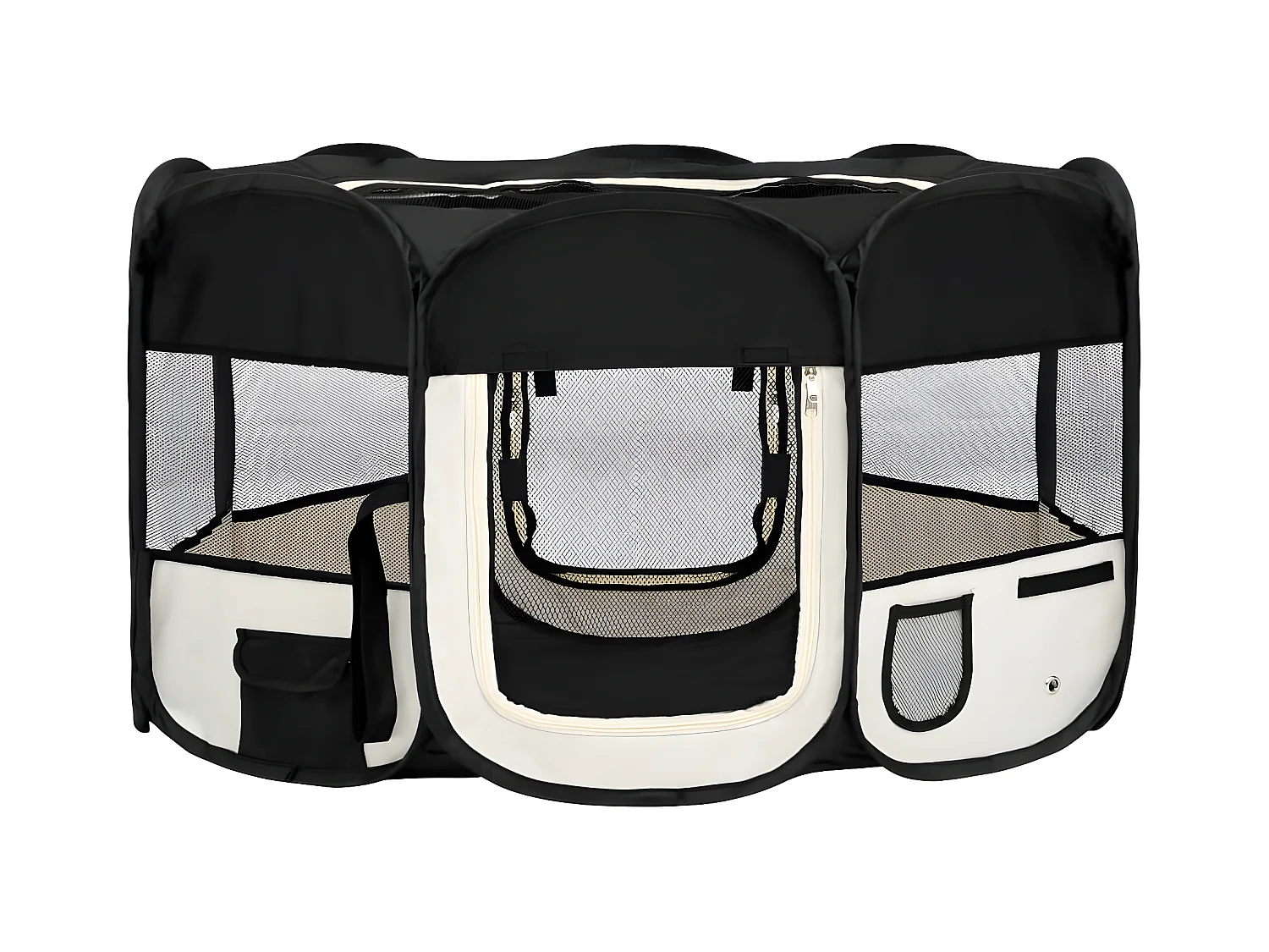 Parc pliable pour chien avec sac de transport Noir 145x145x61cm RG3Q16341