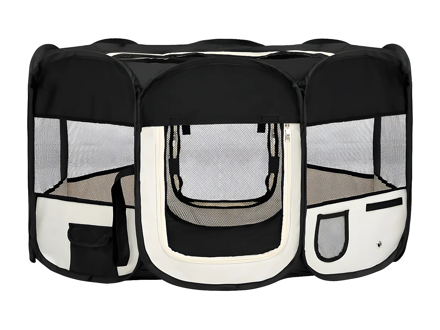 Parc pliable pour chien avec sac de transport Noir 145x145x61cm RG3Q16341