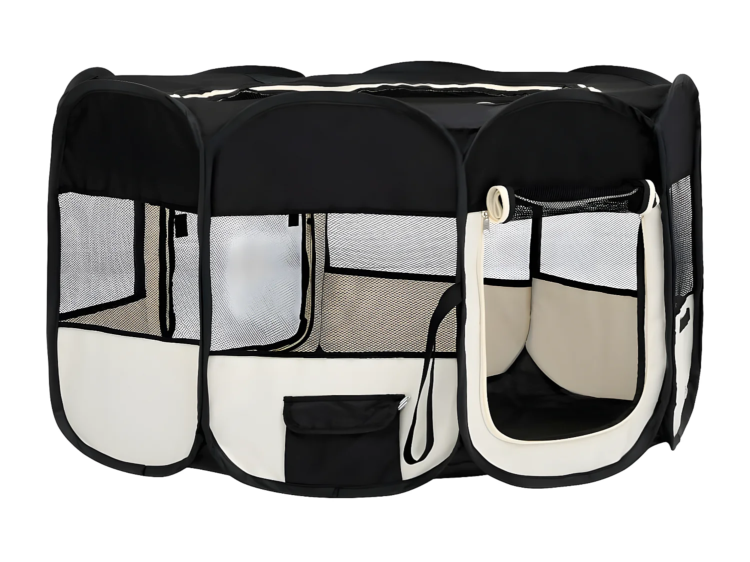 Parc pliable pour chien avec sac de transport Noir 145x145x61cm RG3Q16341
