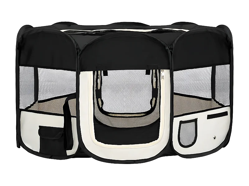 Parc pliable pour chien avec sac de transport Noir 145x145x61cm RG3Q16341