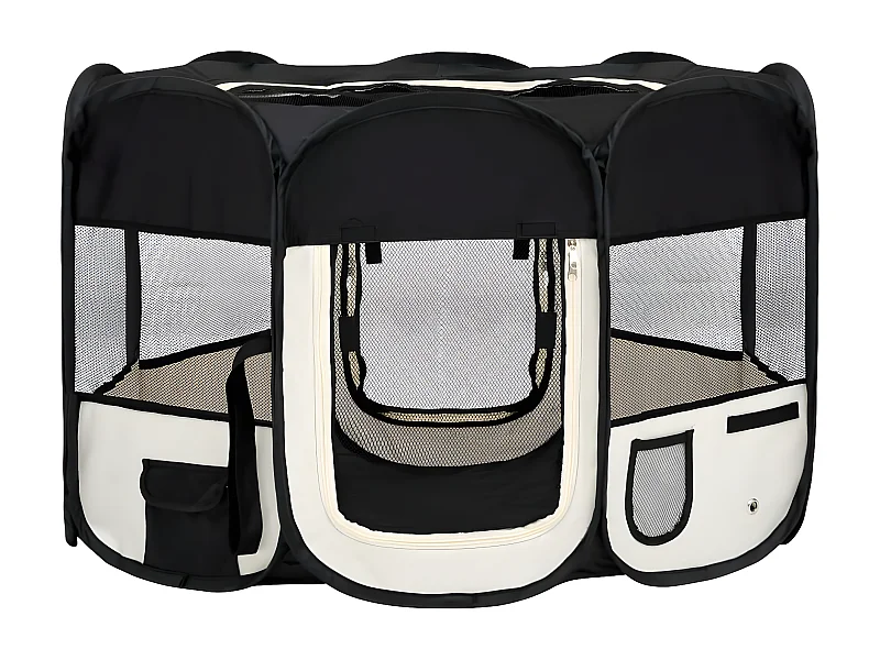 Parc pliable pour chien avec sac de transport Noir 110x110x58cm RG3Q51763