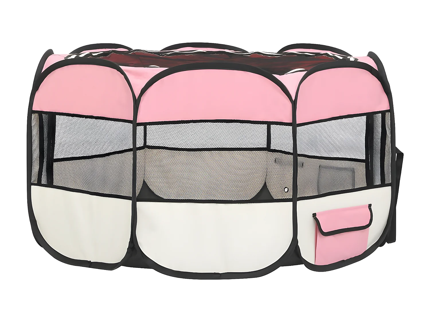 Parque dobrável p/ cão c/ saco de transporte 110x110x58cm rosa PT865010