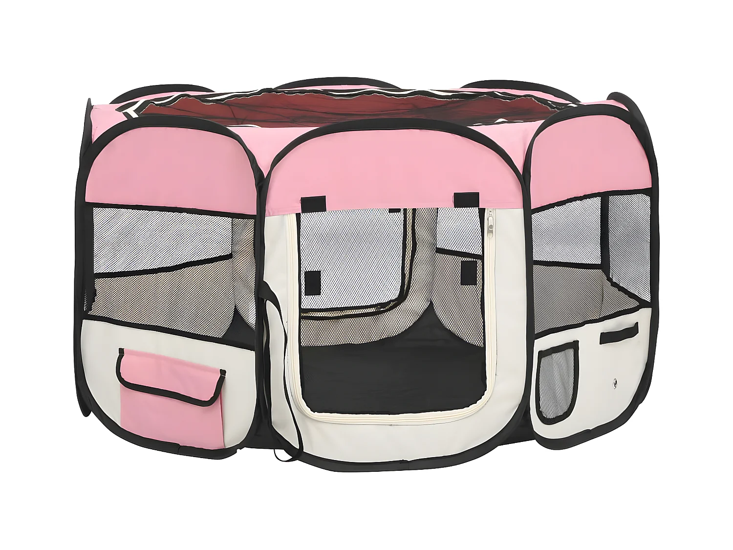 Parque de perros plegable y bolsa transporte rosa 110x110x58cm ES395666