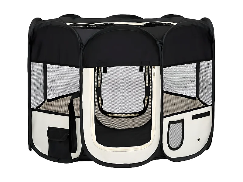 Parc pour chiens pliable avec sac de transport Noir 90x90x58 cm RG3Q43112