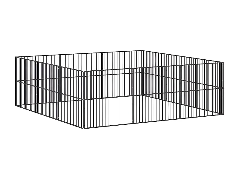 Parque para cães com 12 painéis aço galvanizado preto PT668150