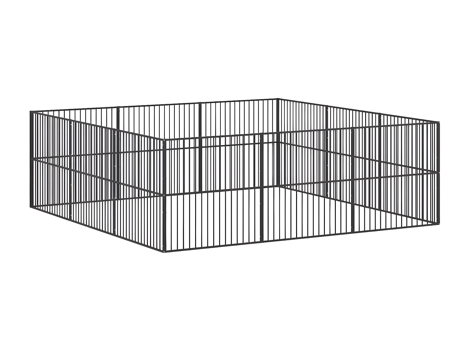 Parque para cães com 12 painéis aço galvanizado preto PT668150