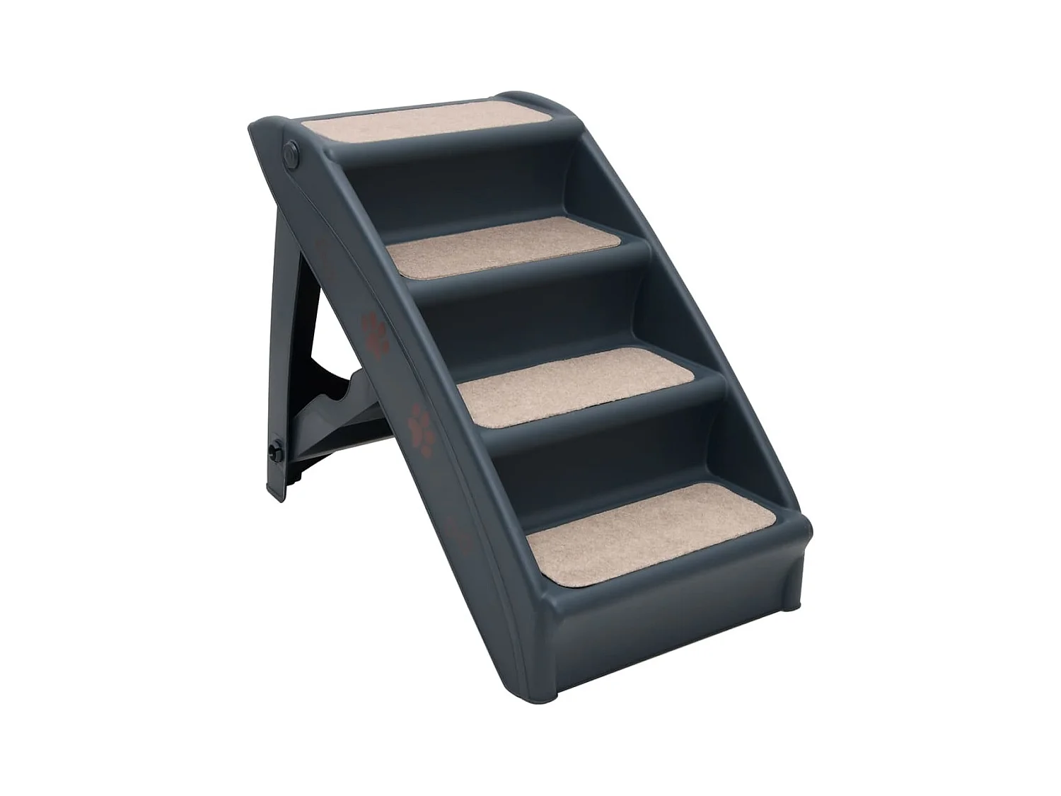 Escalier pliable à 4 marches pour chiens Gris foncé RG3Q96751