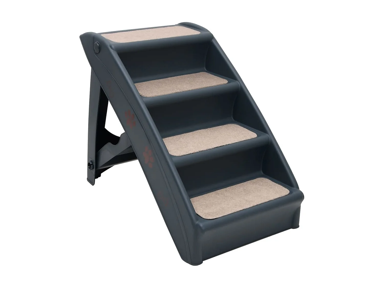 Escalier pliable à 4 marches pour chiens Gris foncé RG3Q96751