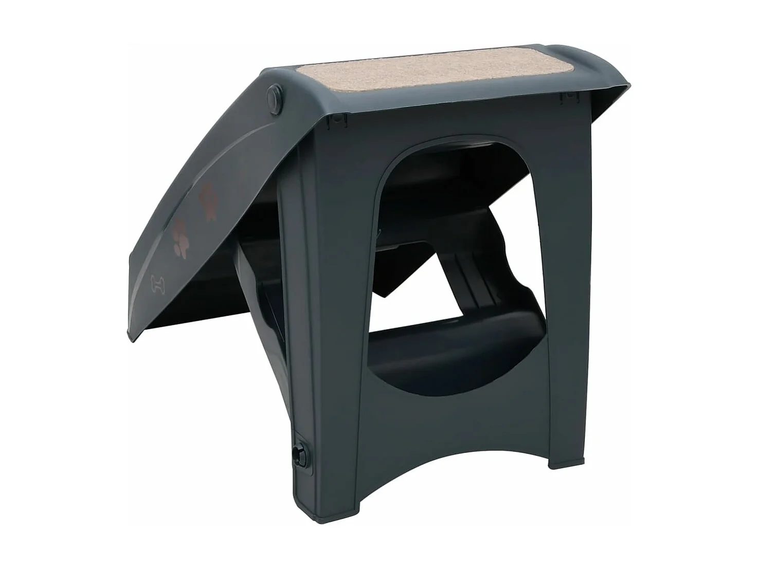 Escalier pliable à 4 marches pour chiens Gris foncé RG3Q96751