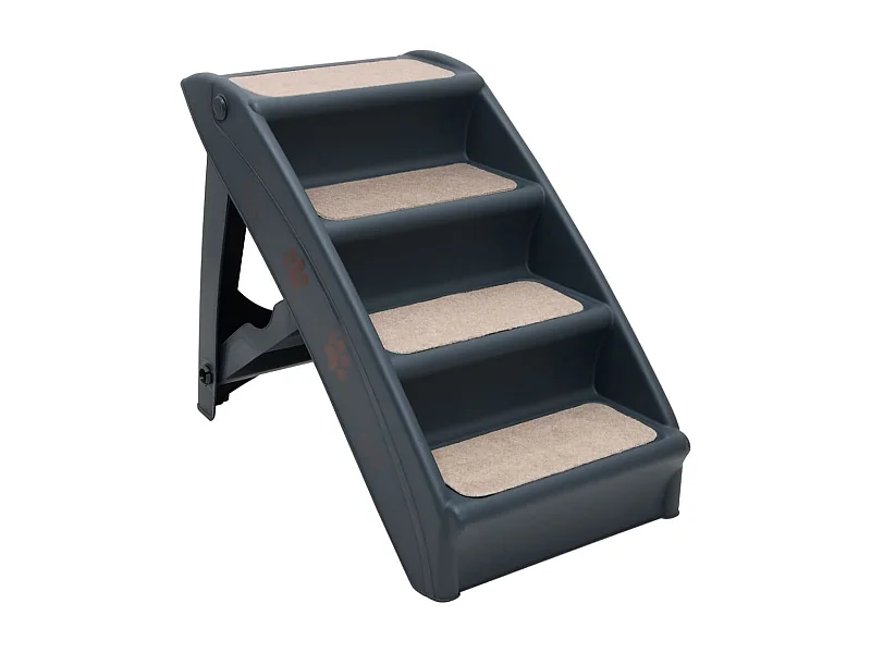 Escalier pliable à 4 marches pour chiens Gris foncé RG3Q96751