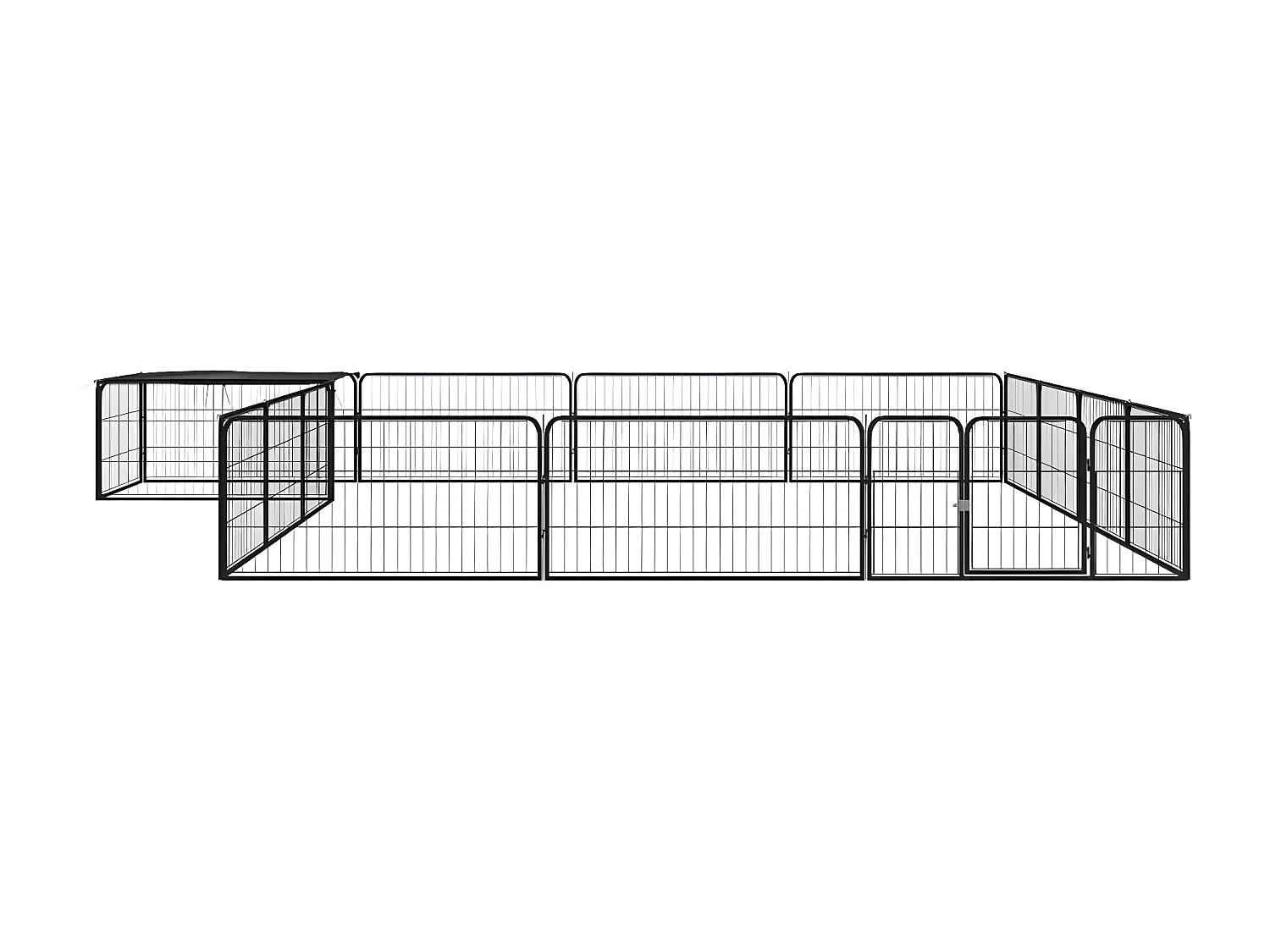 Parque p/ cães c/ 16 painéis 100x50 cm aço revestido a pó preto PT205524