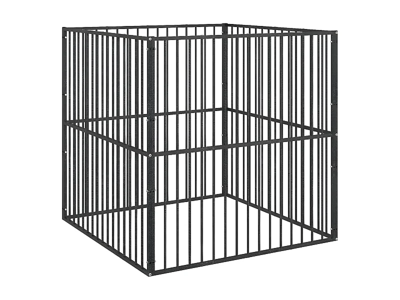 Parque para cães com 4 painéis aço galvanizado preto PT940494